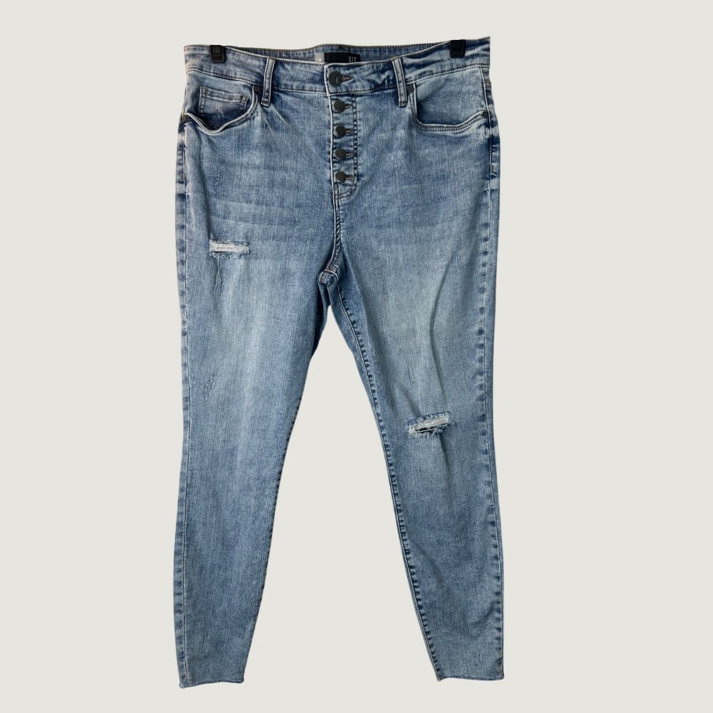 Kut From The Kloth Connie High Rise Ankle Skinny Jeans SZ 16 Distressed Raw Hem